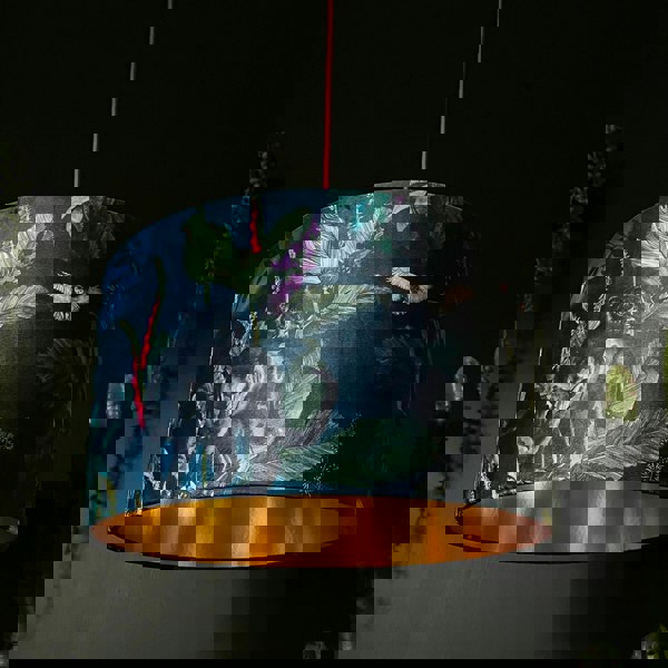 Handmade Velvet Lampshade with Gold Lining in Twilight