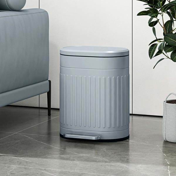 HOMCOM 20L Pedal Bin, Metal Kitchen Bin with Soft-close Lid - 20L - Grey