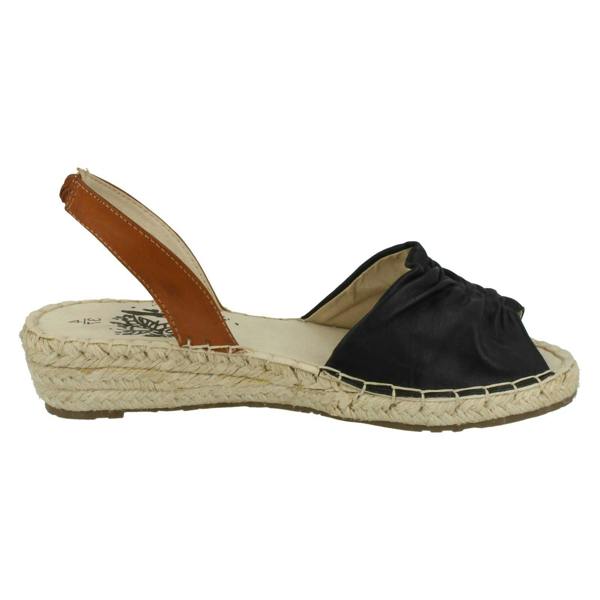 Ladies Flowers Wedge Heel Slingback Ruched Vamp Sandals