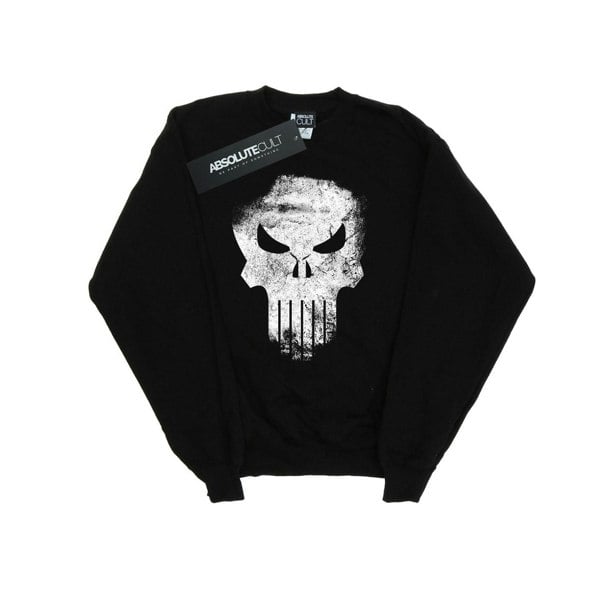 Marvel Mens The Punisher Distrressed Skull Sweatshirt - Black