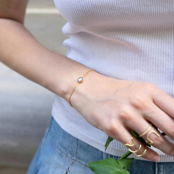 Spero London Sterling Silver Raw Uncut Polki Diamond Bracelet