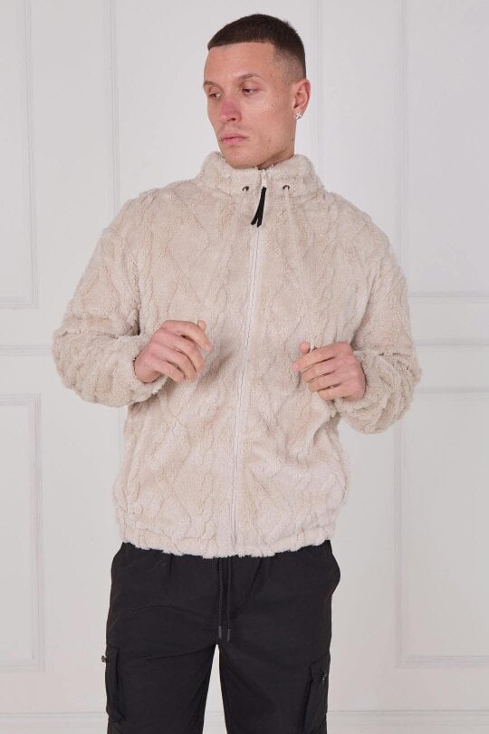 Luxe Textured Faux Fur Zip Jacket