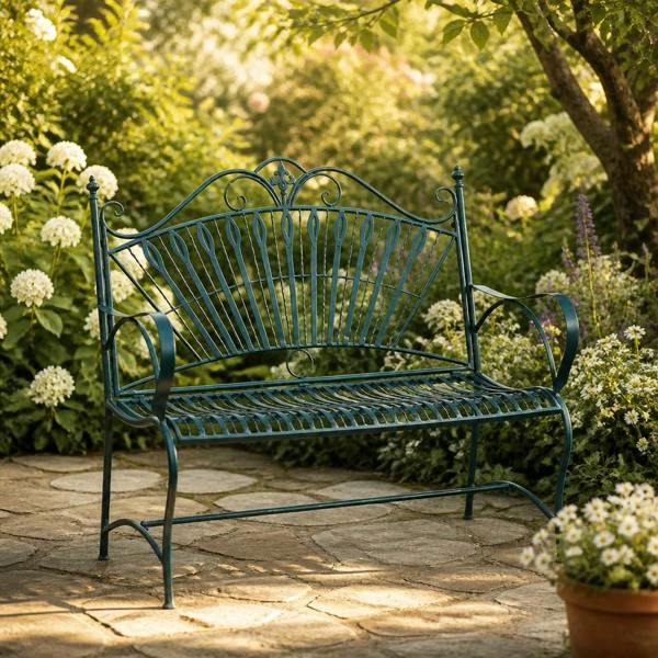 111CM BLUE/GOLD METAL BENCH