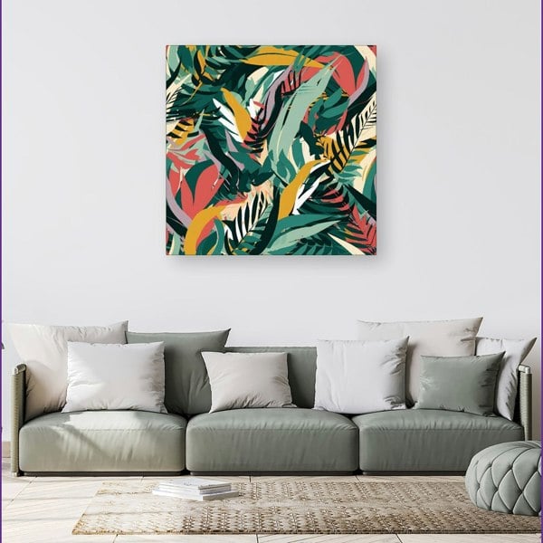 Warren Reed Coloured Tropical Leaves Canvas