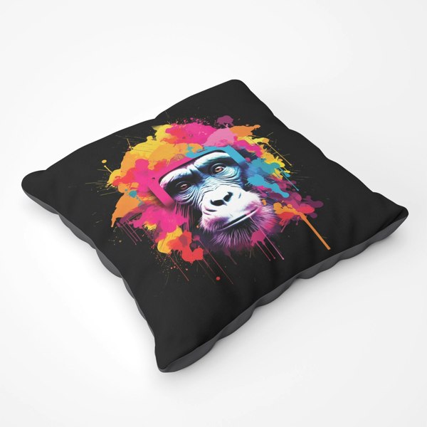 Warren Reed Multi Coloured Monkey Face Floor Cushion