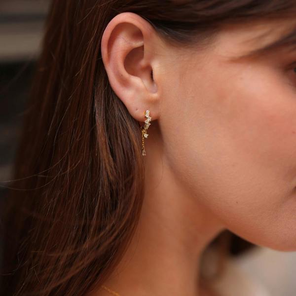 Spero London Dripping Sterling Silver Huggie Drop Earring