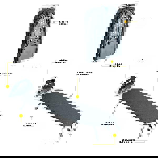 Gr8 Home Grey Foldable Table Top Ironing Board Compact Space Saving with Cover Iron Rest