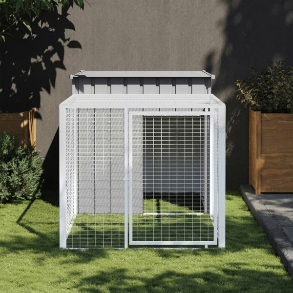 Berkfield Chicken Cage with Run Light Grey 110x201x110 cm Galvanised Steel