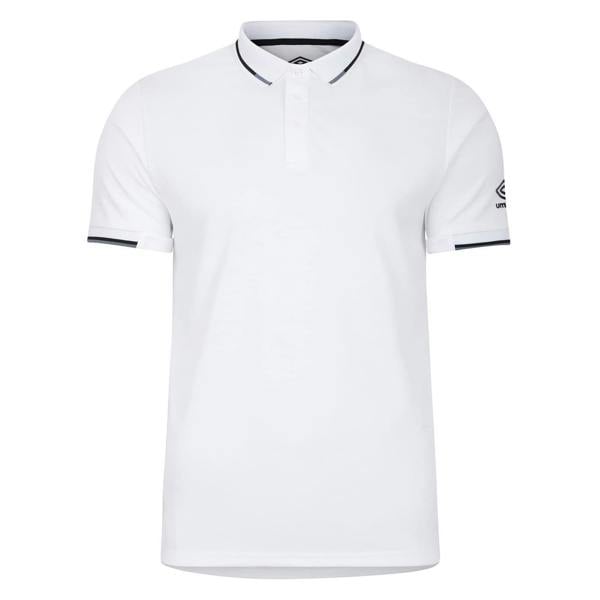 Umbro Mens Ribbed Cuff Polo Shirt - White - 
