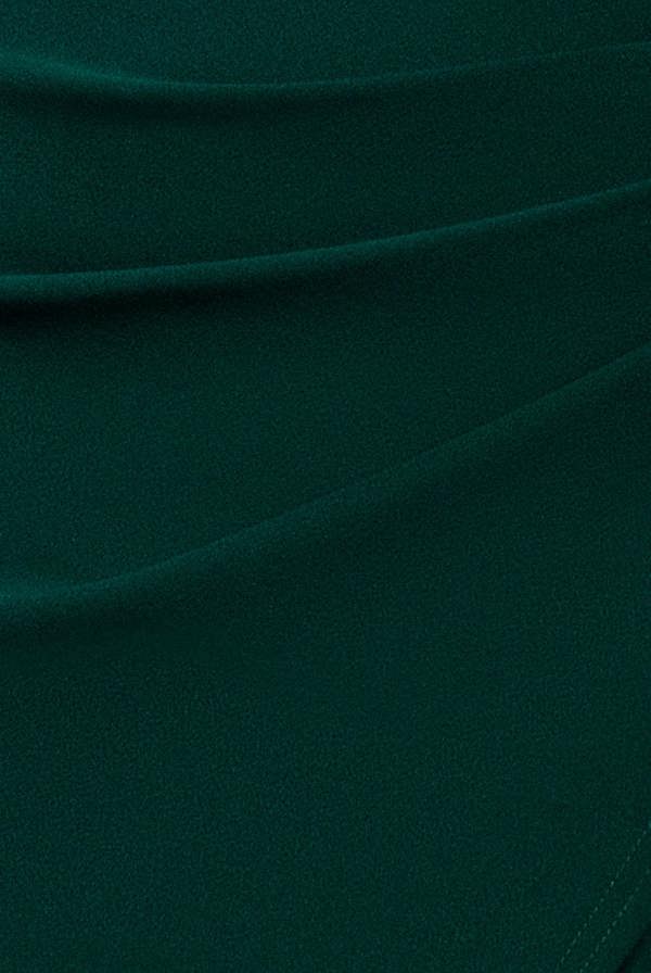 Scuba & Chiffon Balloon Sleeve Wrap Midi Dress - Emerald Green DR4933