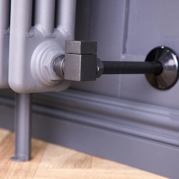 Flode Corner Square Manual Radiator Valve Pack | 15mm x 1/2″ | Anthracite