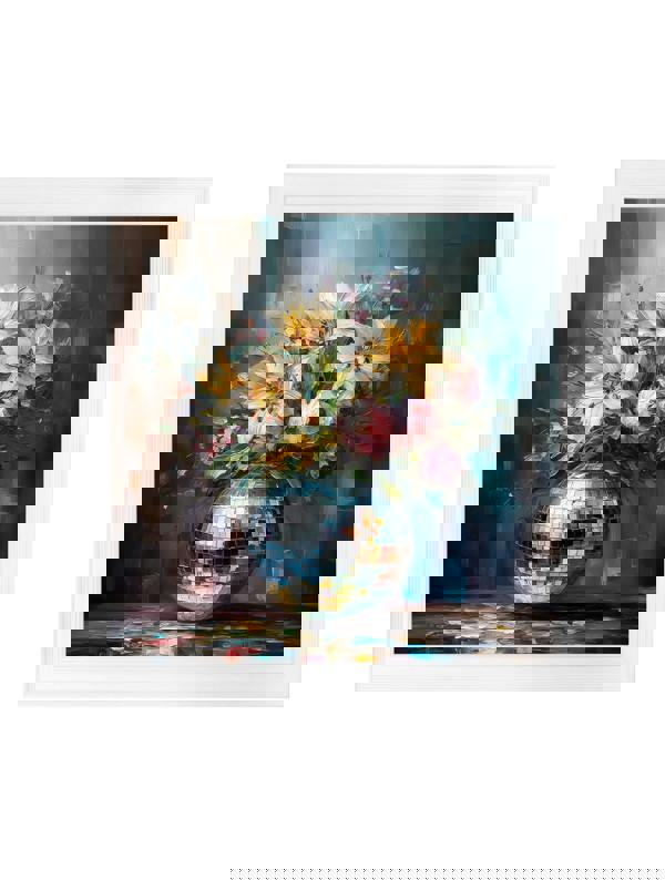 Exceptional Art Disco Bloom Lilies & Roses - Strong White Hurstwood square frame