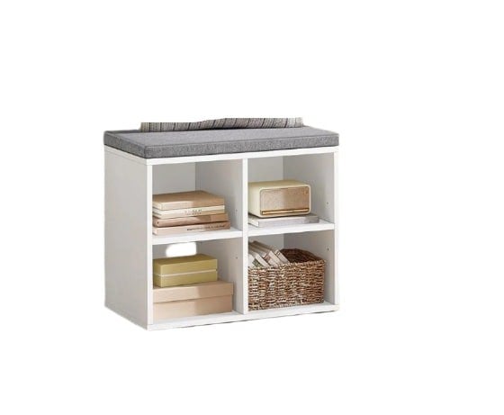 Modcraft Shoe Storage Bench with Cushion, 4 Compartments & Adjustable Shelves for Hallway and Bedroom
