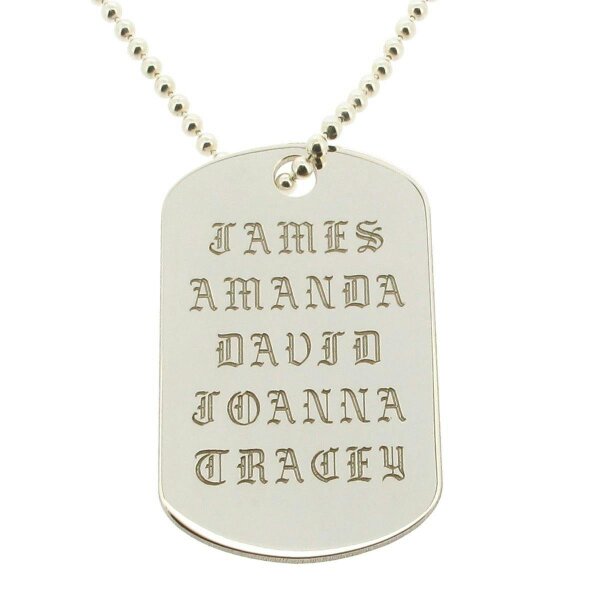 Christopher James of London Sterling Silver Old English Large Dog Tag With Optional Engraving