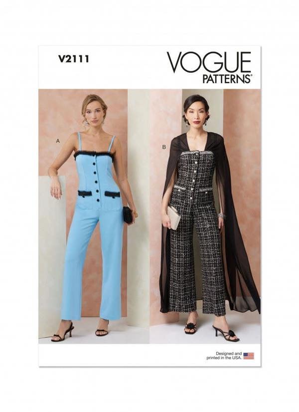 Vogue Sewing Pattern 2111, Jumpsuits for Women, D5 (4-6-8-10-12) - Intermediate