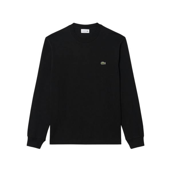 Lacoste Mens Crocodile Print Cotton Regular Long-Sleeved T-Shirt - Black - 