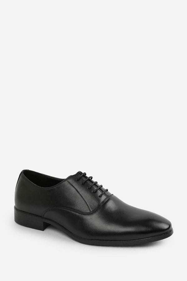 Where's That From Nick Oxford Lace Up Work Dress Shoes in Black Faux Leather