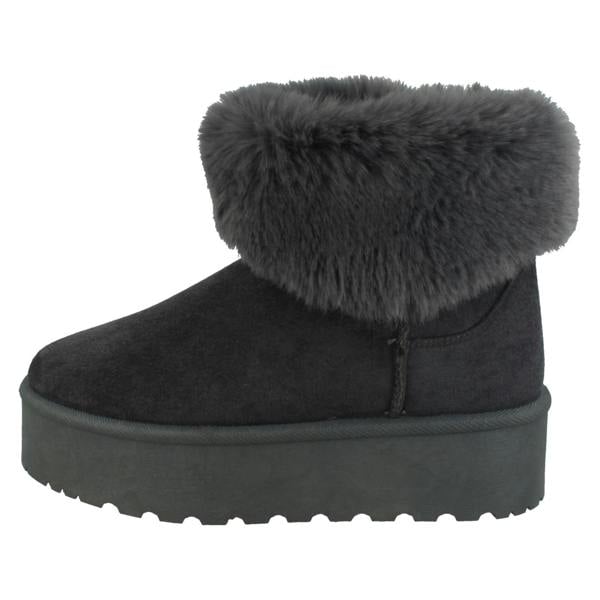 Spot On Ladies Spot On Platform Comfy Ankle Boots with Faux Fur Collar F4463