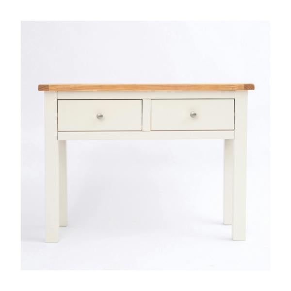 Maggiori Off White 2 Drawer Console Table Satin Chrome Knob
