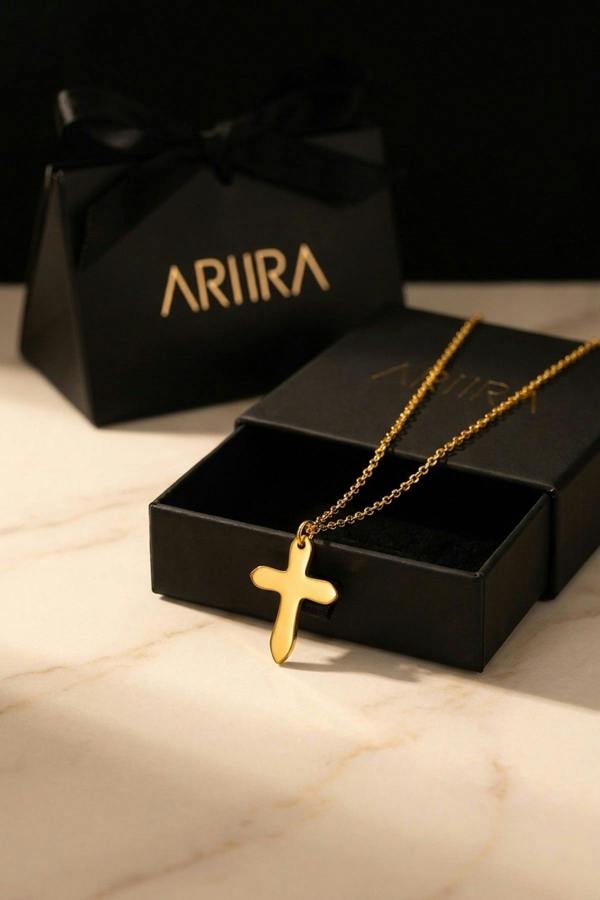 ARIIRA Letitia Gold Tone Cross Pendant Necklace