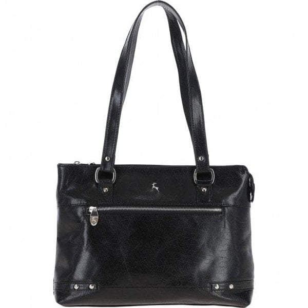 Ashwood 'Velutto Eleganza' Zip Mid Section Real Leather Shoulder Bag: 52234