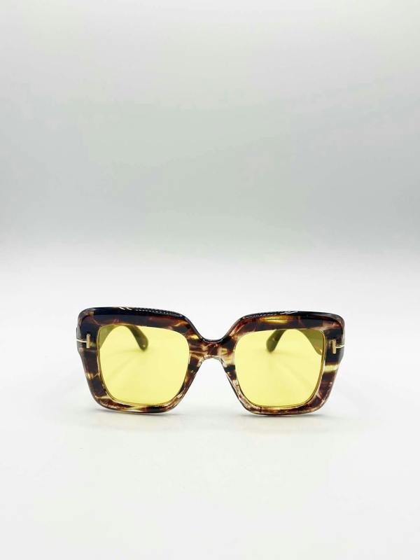 Bold Square Sunglasses in Leopard Yellow - svnx