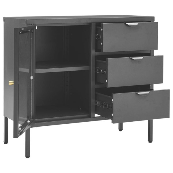 Berkfield Sideboard Anthracite 75x35x70 cm Steel and Tempered Glass