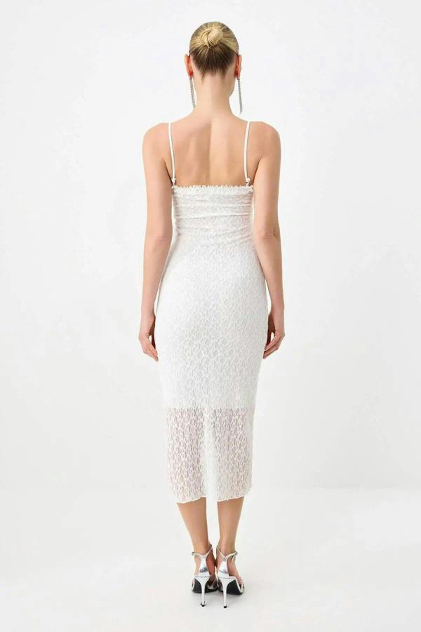 Lace Spaghetti Strap Midi Bodycon Party Dress