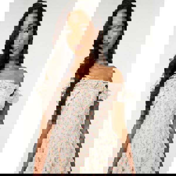 Pink Vanilla Ditsy Off The Shoulder Mini Dress