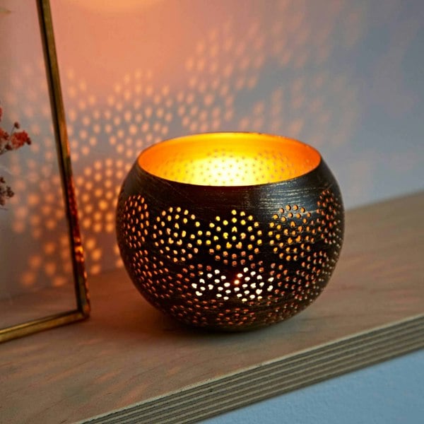 Paper High Black and Gold Metal Tea Light Holder