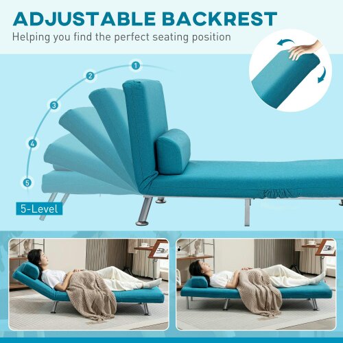 Wyld Haus Rekele Linen Dark Blue Single Sleeper Chair
