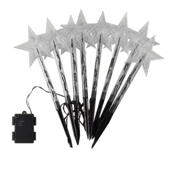 Samuel Alexander Set of 8 Battery Operated LED Multi Coloured Star Path Lights Christmas Decoration with Timer