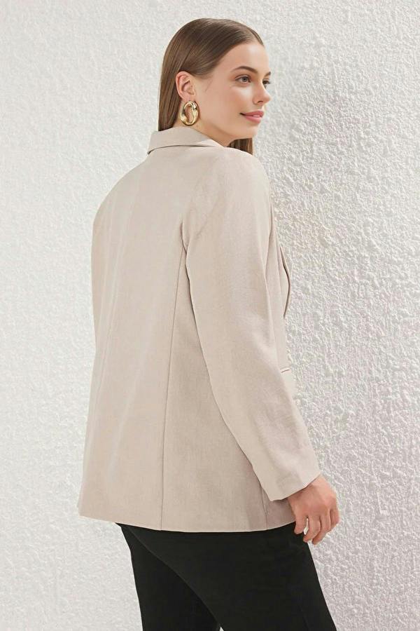 WOVCOR Linen-Look Woven Plus Size Jacket