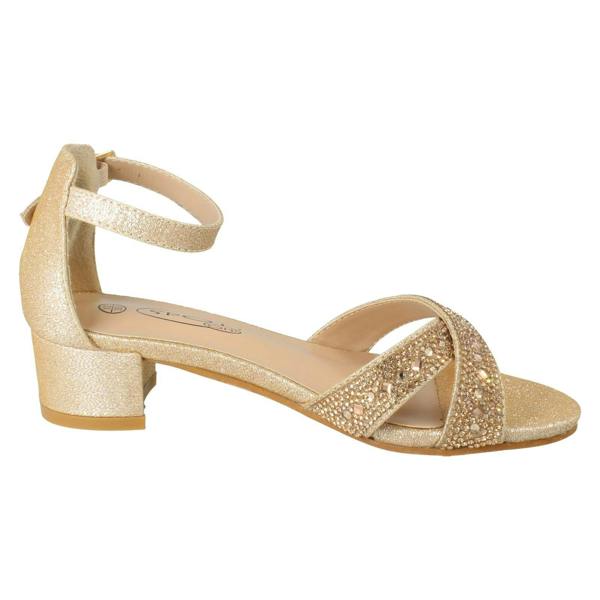 Spot On Girls Spot On Small Heeled Ankle Strap Glitter Sandals H1122
