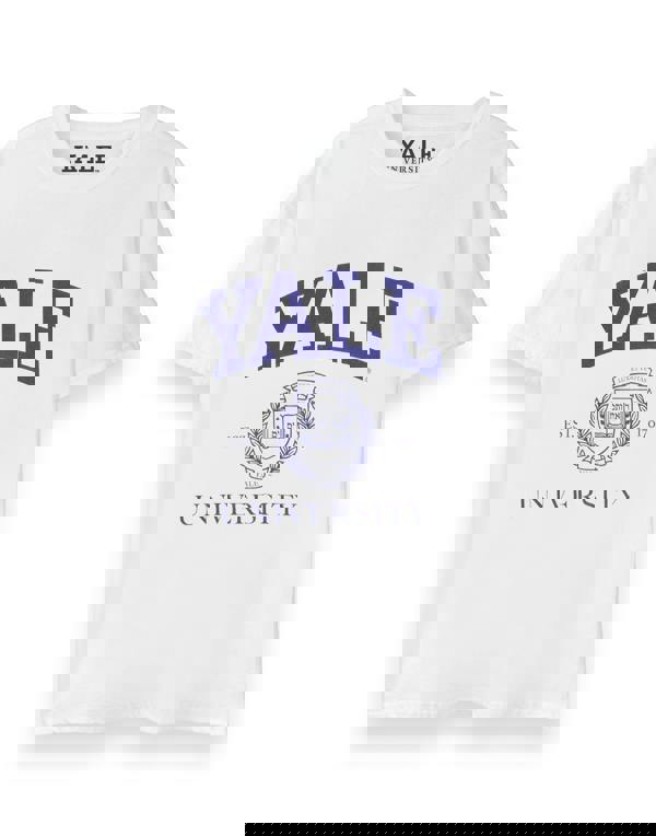 Yale Unisex White Crest Logo Short Sleeved T-Shirt