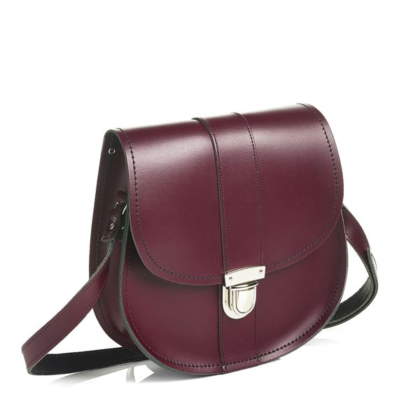 Zatchels Handmade Leather Pushlock Saddle Bag - Marsala Red