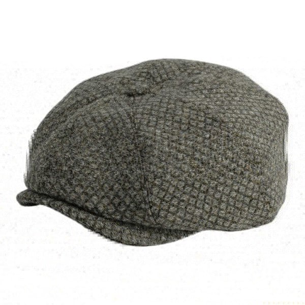 Gamble & Gunn Lewis - 8 Panel British Made Harris Tweed in Barleycorn Pewter Grey Cap 