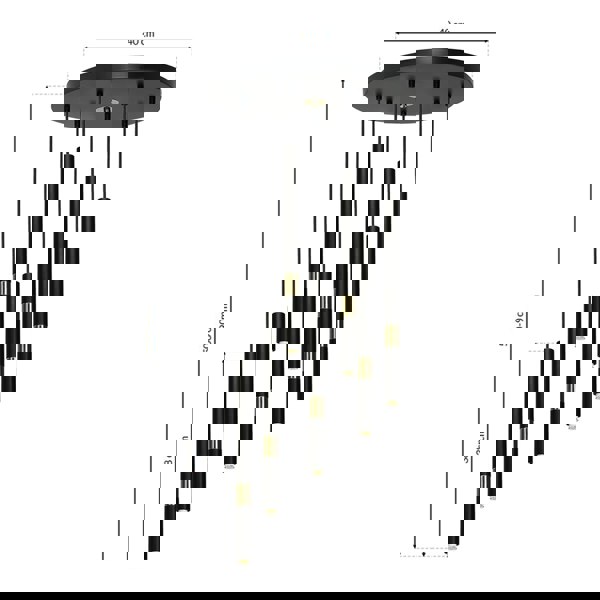 Milagro Monza Designer Black Pendant Lamp (7XG9) High Quality Hand Made from Matt Black Alloy With Luxurious Gold Detail