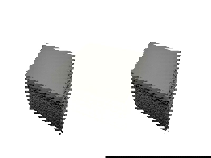 Fimous 7 Seat Outdoor Wicker PE Rattan Garden Furniture Set Dining Table Sofa Set with 2 Big Stool Dark Grey Mixed