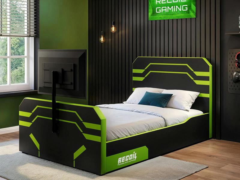 Recoil Alister Side Lift TV Ottoman Bed Black & Green