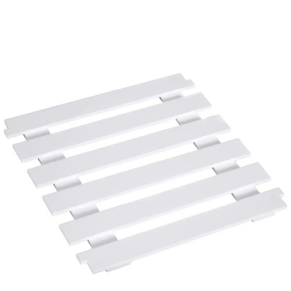 White slatted shelf panel for kitchen trolley cart