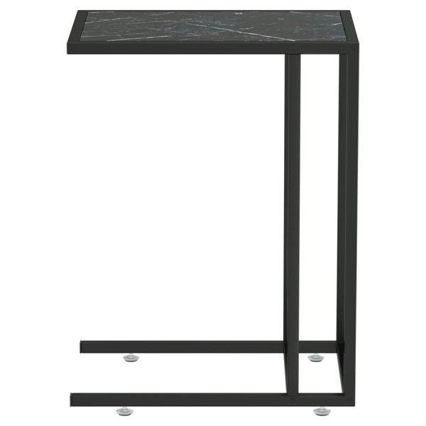 Berkfield Computer Side Table Black Marble 50x35x65 cm Tempered Glass