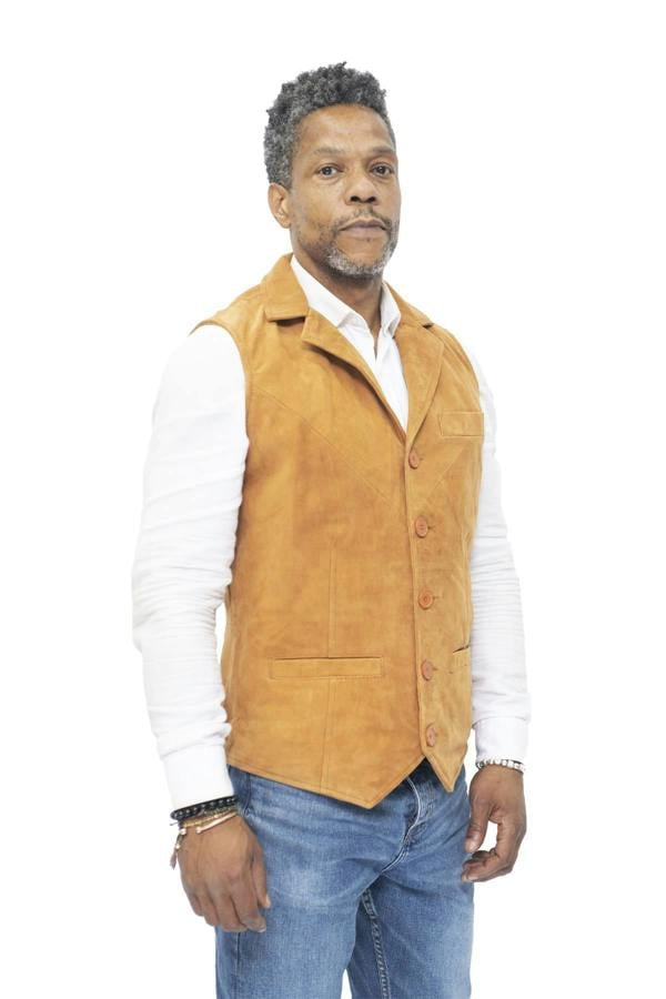 Infinity Leather Mens Classic Smooth Goat Suede Leather Waistcoat-Exeter