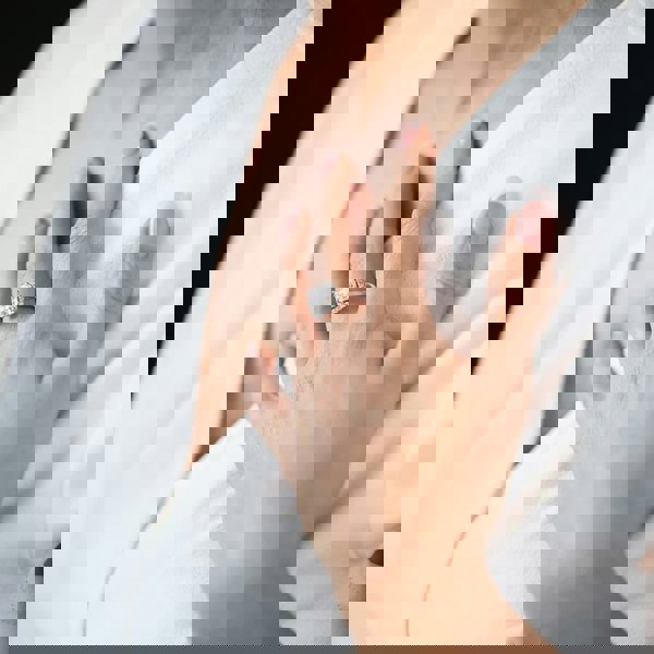 Starbright Silver Square-cut Cubic Zirconia Halo Ring R7048 3A