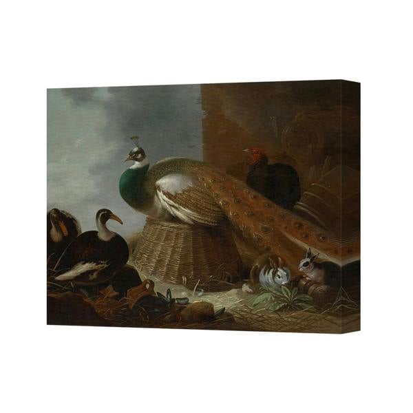 Benjamin Tate Design Vintage Peacocks And Forest Wildlife Canvas Art Print 5908