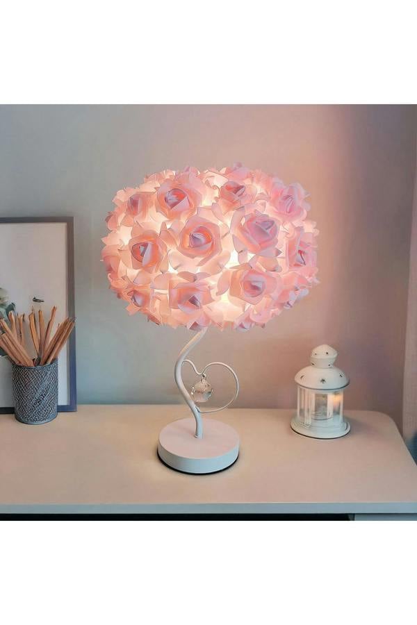 Rose Flower Table Lamp Bedside Atmosphere Light Home Fixture Decoration