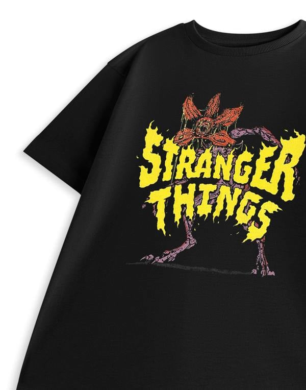 Stranger Things Unisex Kids Black Demogorgon Short Sleeved T-Shirt