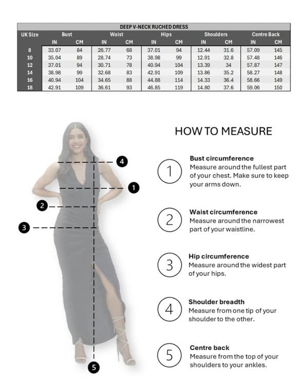HotSquash Deep V-Neck Ruched Dress