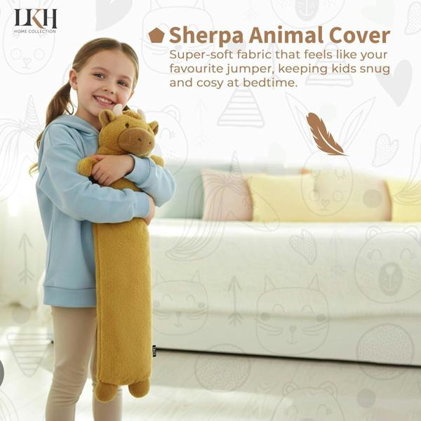 LKH HOME COLLECTION Long Hot Water Bottle With Cover 2L Removable Washable Sherpa Cover, Anti-Leak Stopper & Double Ribbed