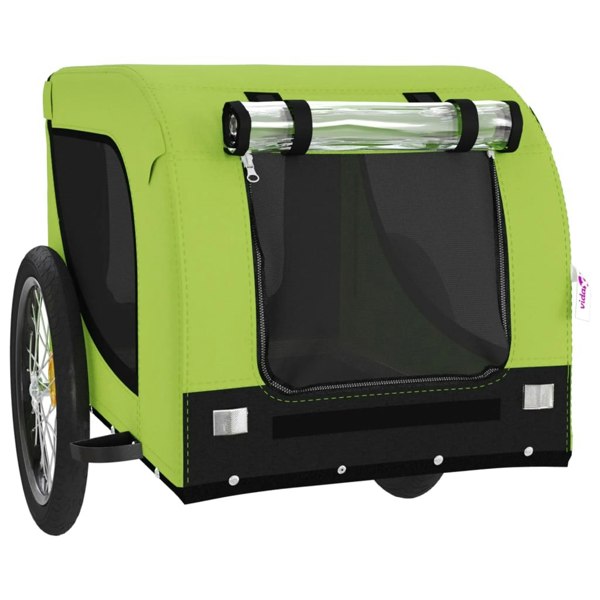 Berkfield Dog Bike Trailer Green and Black Oxford Fabric and Iron